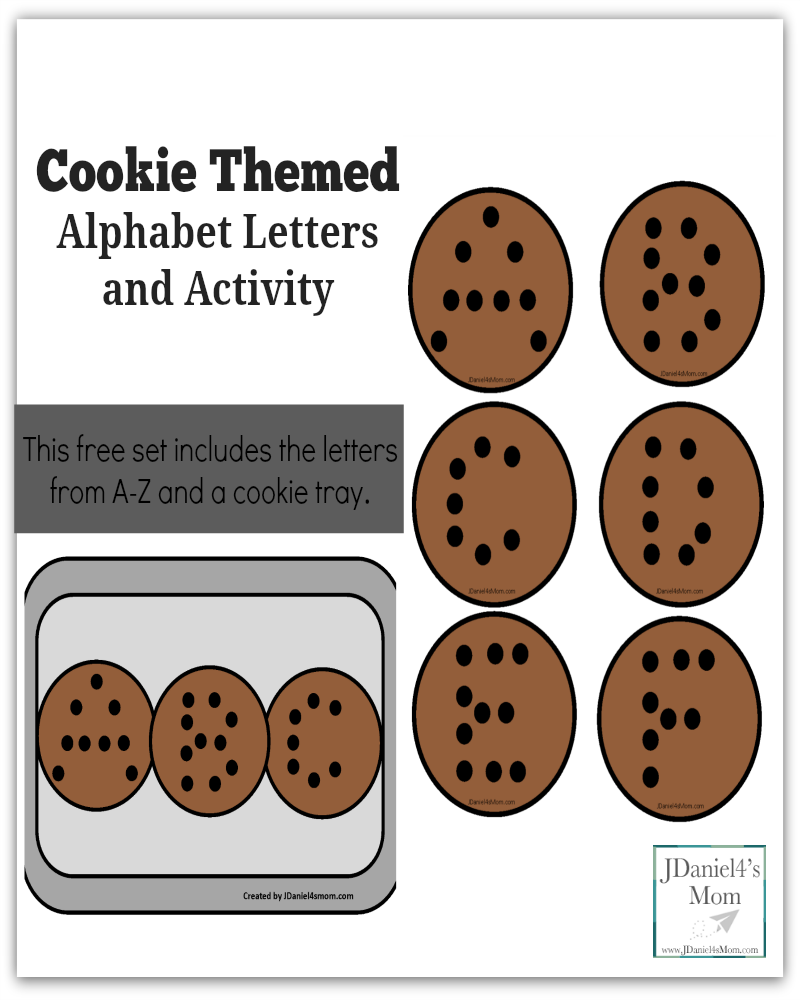 Cookie Themed Alphabet Letters and Activity - The free printable set contains the letters A-Z and a cookie sheet.