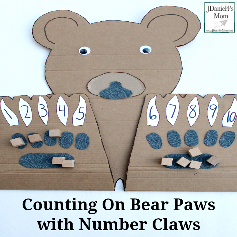 Counting On Bear Paws with Number Claws- This math learning space can be used for counting blessings, explore the number of things to be grateful for, or just doing math facts.