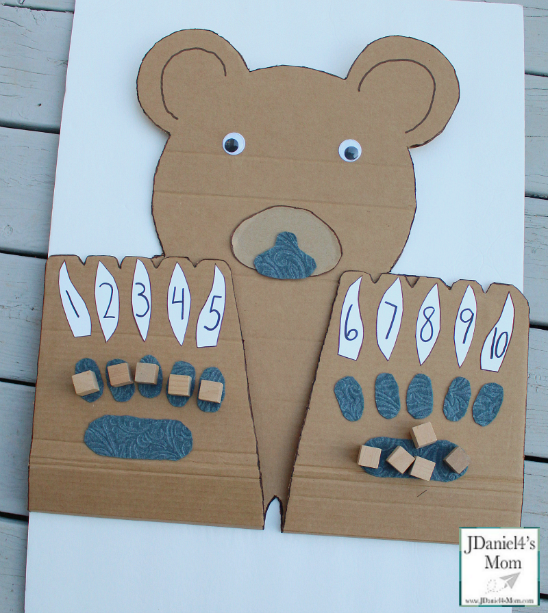 Counting On Bear Paws with Number Claws- This math learning space can be used for counting blessings, explore the number of things to be grateful for, or just working on finding numbers on claws.