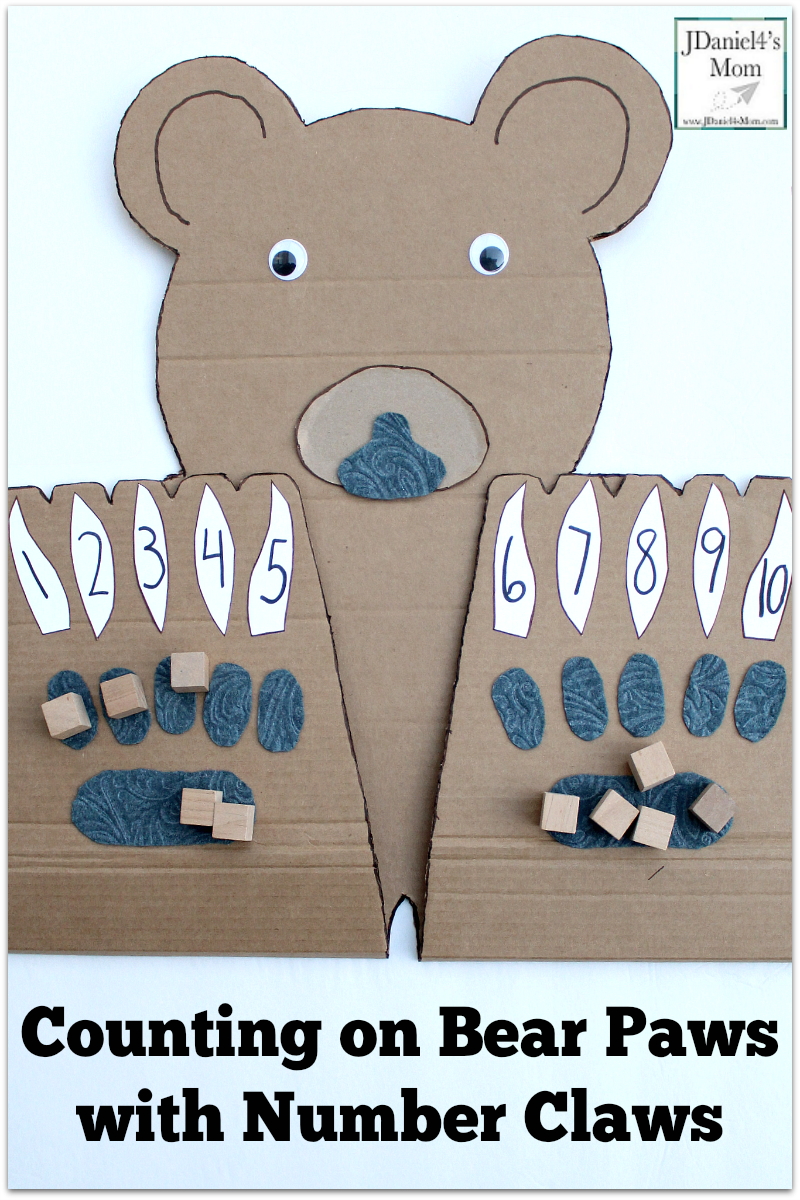 Counting On Bear Paws with Number Claws- This math learning space can be used for counting blessings, explore the number of things to be grateful for, or just working on finding numbers on claws.