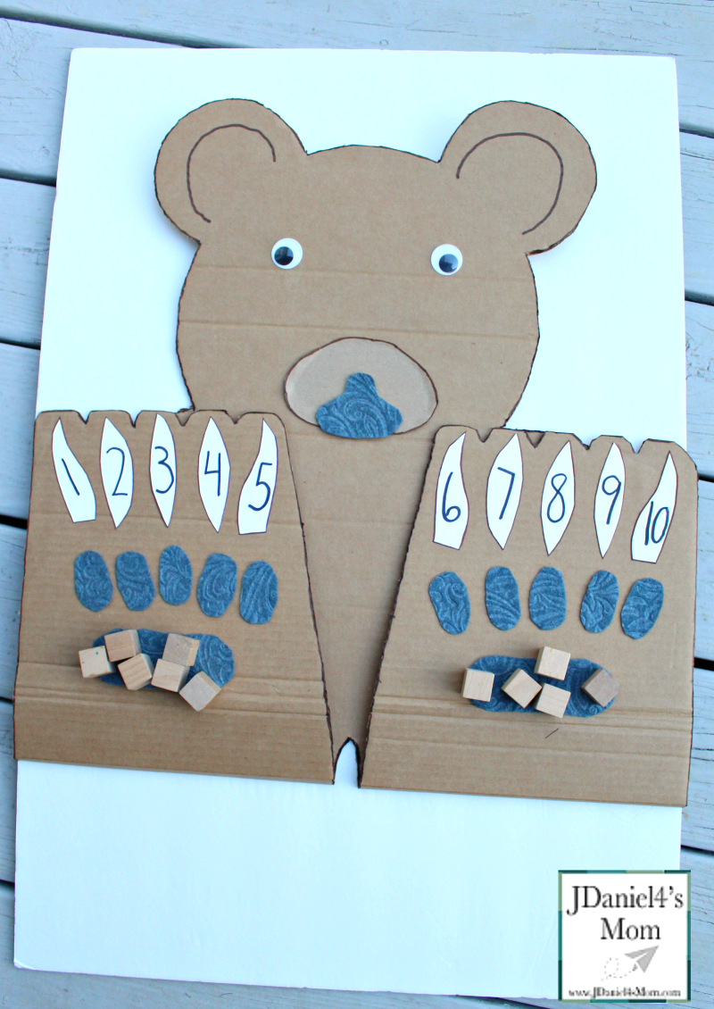 Counting On Bear Paws with Number Claws- This math learning space can be used for counting blessings, explore the number of things to be grateful for, or just working on numbers.