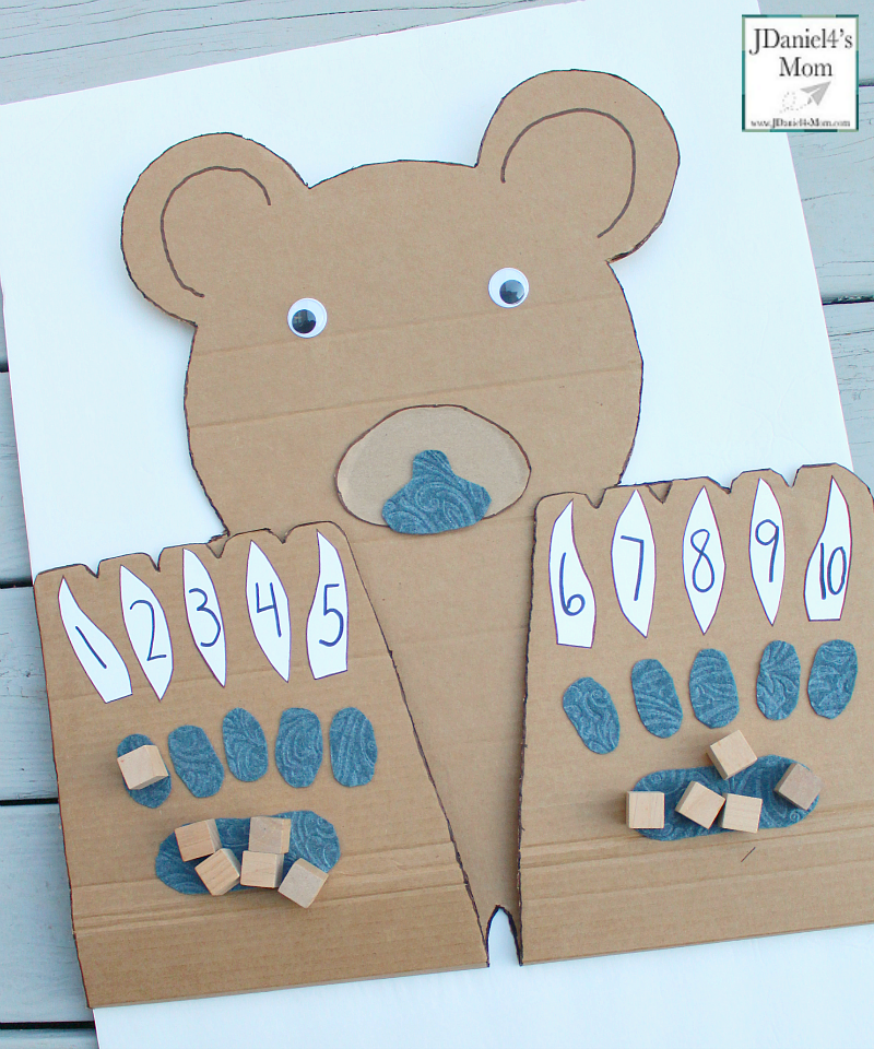 Counting On Bear Paws with Number Claws- This math learning space can be used for counting blessings, explore the number of things to be grateful for, or just working on number recognition.