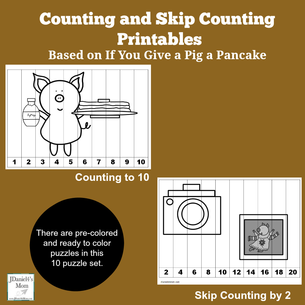 Counting and Skip Count Printables Based on If Your Give a Pig a Pancake Puzzles