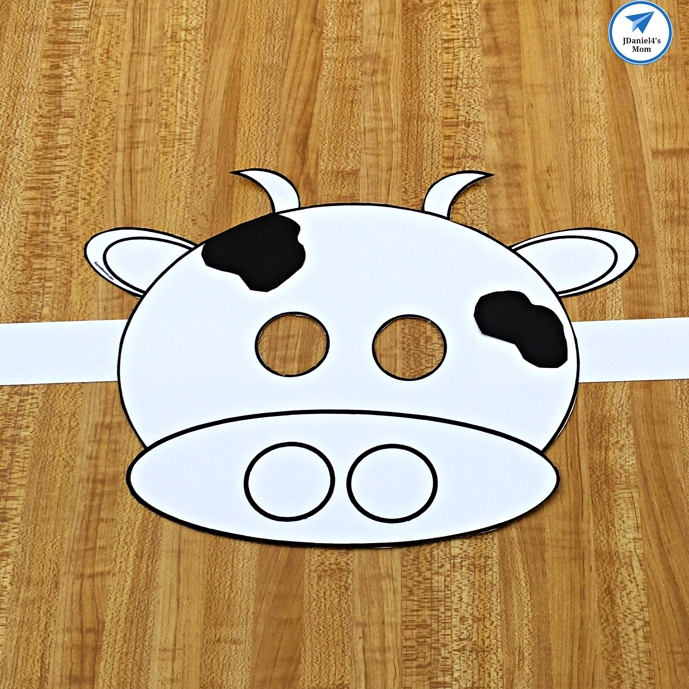 Cow Mask Printable Template with Paper Straps
