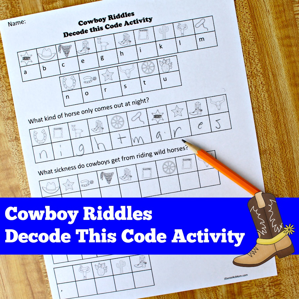 Cowboy Riddles Decode This Code Activity Printables
