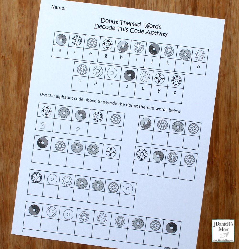 Donut Themed Words Crack The Code Activity