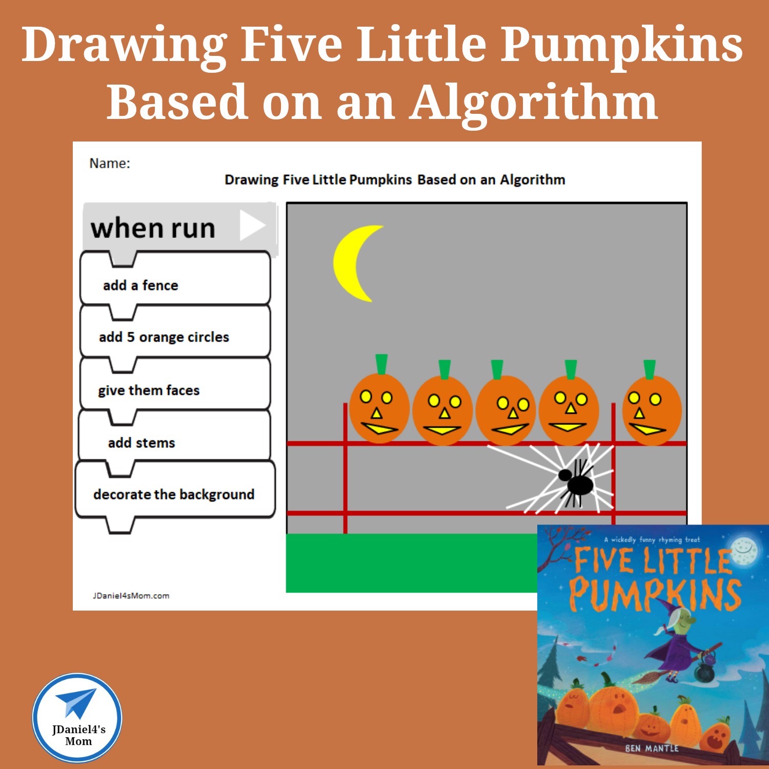 Drawing Five Little Pumpkins Based on an Algorithm Worksheet