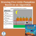 Drawing Five Little Pumpkins Based on an Algorithm Worksheet for Kids