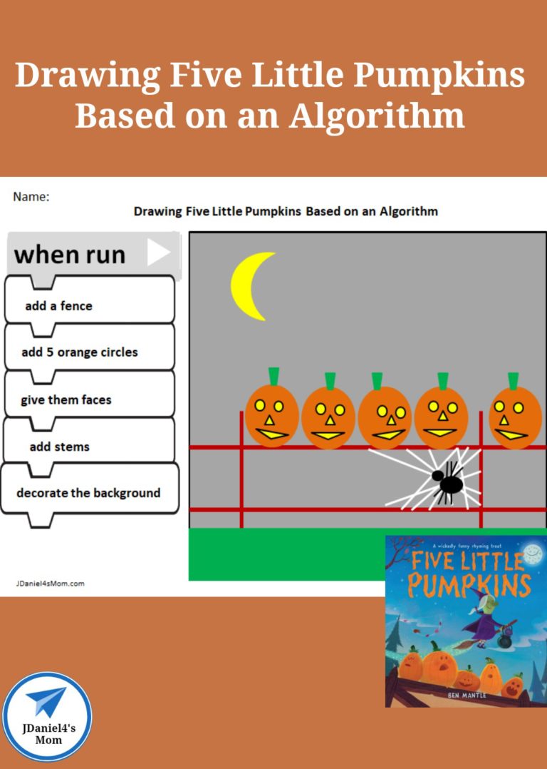 Drawing Five Little Pumpkins Based on an Algorithm Worksheet ...