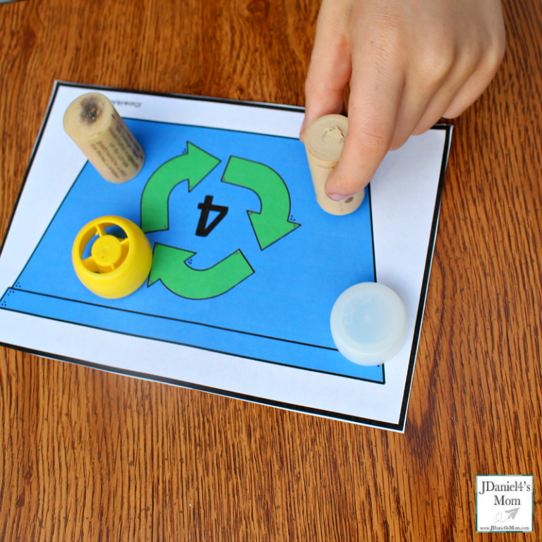 Earth Day Activities - Recycling Bin Counting with Printables