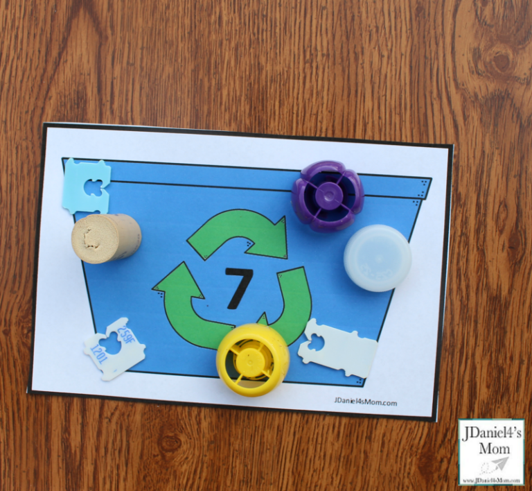 Earth Day Activities - Recycling Bin Counting with Printables