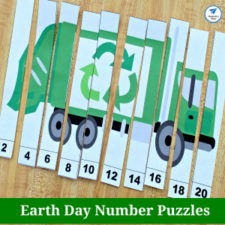 Free Earth Day Worksheets - Recycling Truck Number Puzzles