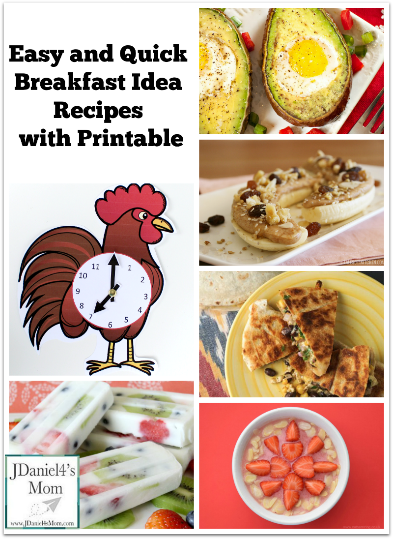 Easy and Quick Breakfast Idea Recipes with Printable Rooster Clock