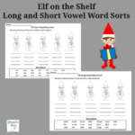 Elf on the Shelf Long and Short Vowel Word Sorts