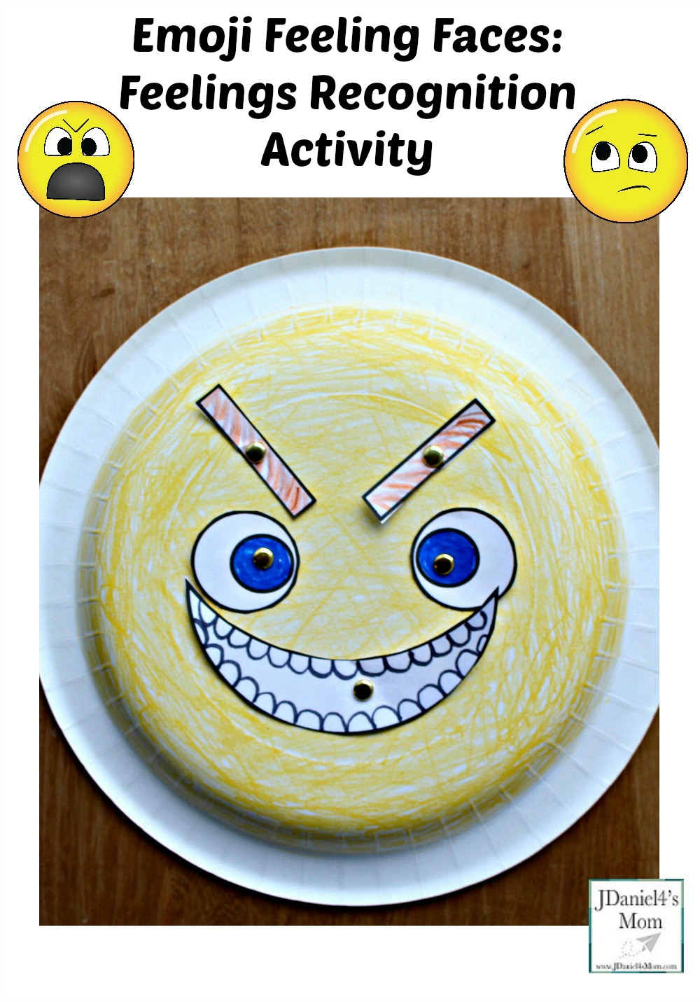 Emoji Feeling Faces Feeling Recognition Activity - The paper plate craft and activity is a fun way for children to learn and understand feelings. Children at home or students at school can learn about what each feeling looks like. Children will have fun changing the face from one feeling to anther. You can call out feelings for your children to share or they can create a face and tell you what it displays.