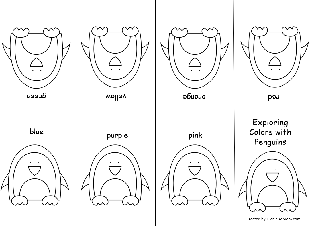Exploring Colors with Penguin Books- These free printable shape books are available on JDaniel4's Mom.