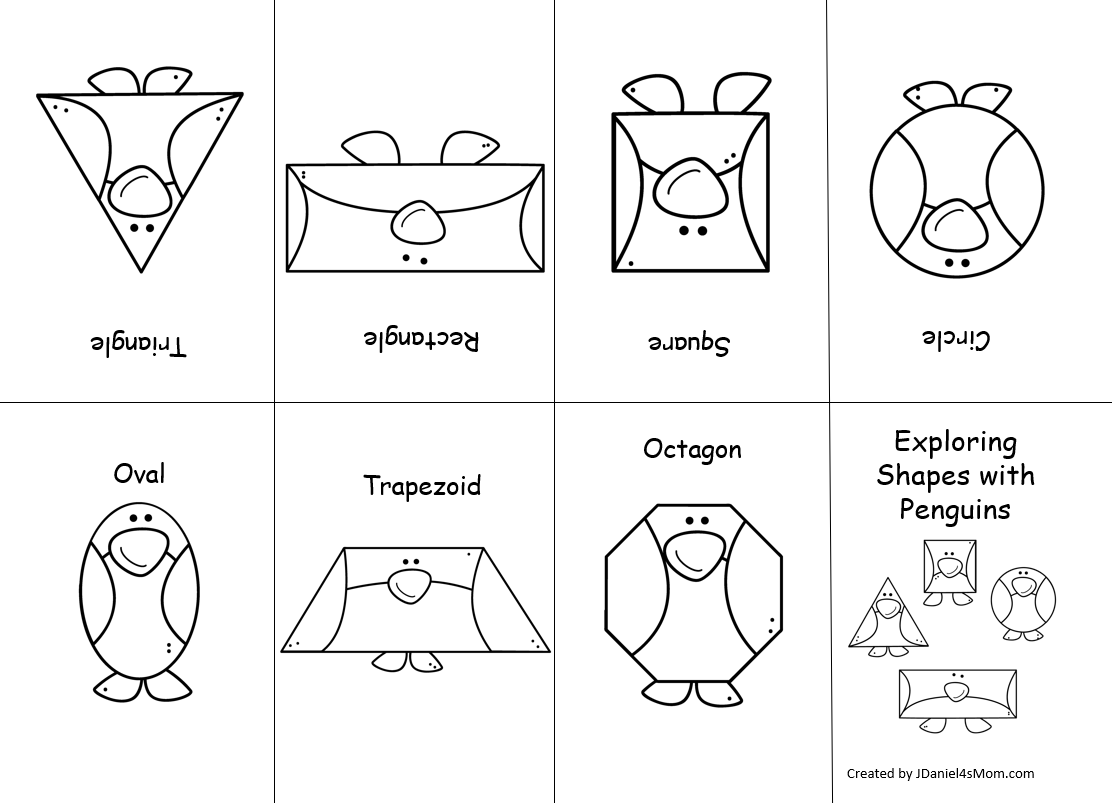 Exploring Shapes with Penguin Books- This free printable shape book is available on JDaniel4's Mom.