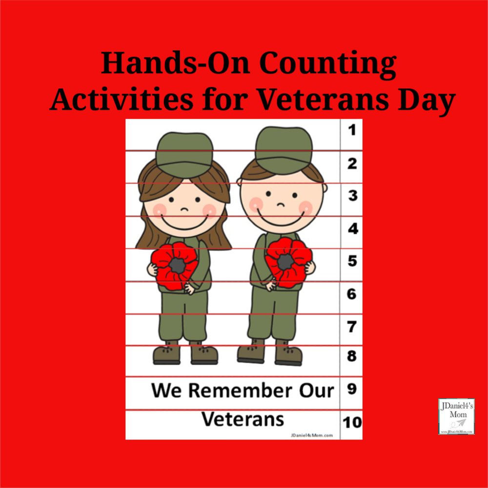 Hands-One Counting Activities for Veterans Day - Counting and Skip Counting Puzzles