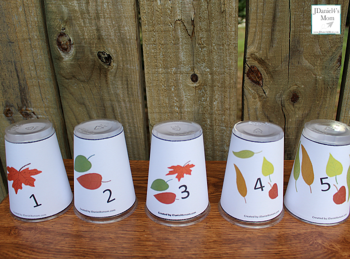 Fall Leaves Counting Activities with Printable- There are a lot of number games you can play with these cups.