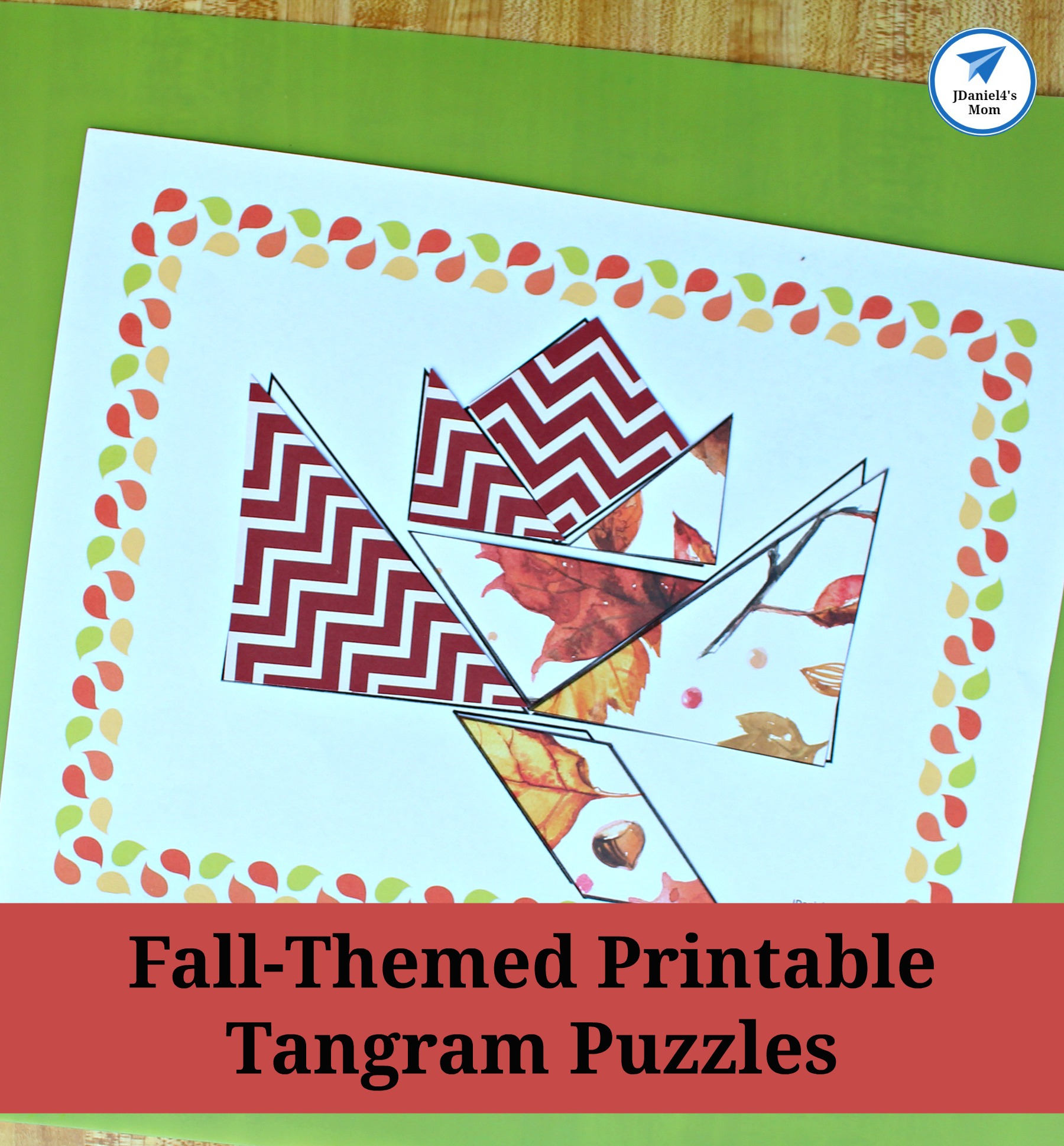 Fall-Themed Printable Tangram Puzzles- Leaf and Acorn Patterns