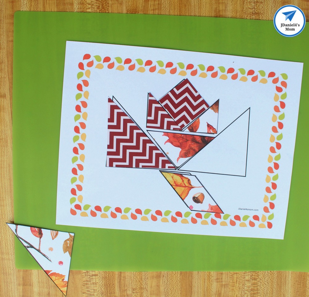 Fall-Themed Printable Tangram Puzzles - Just add one piece.