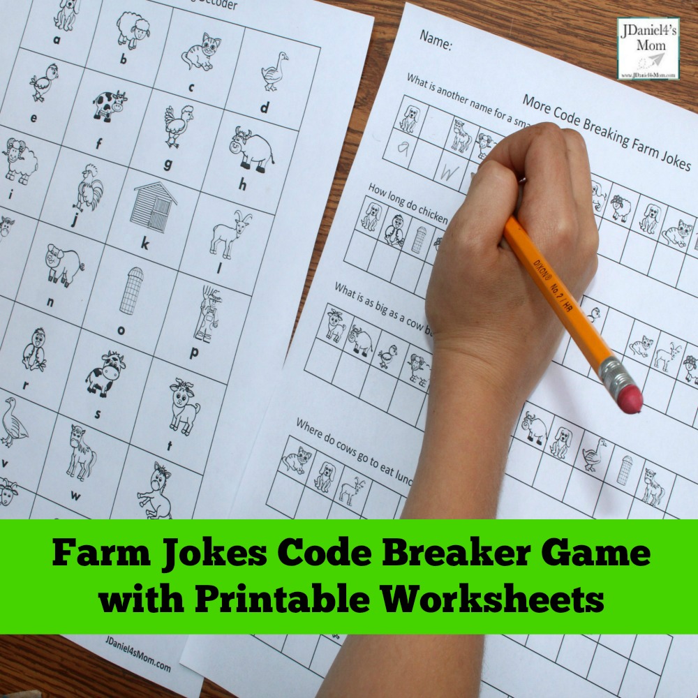 Farm Jokes Code Breaking Puzzle Activity with Printable Worksheets 