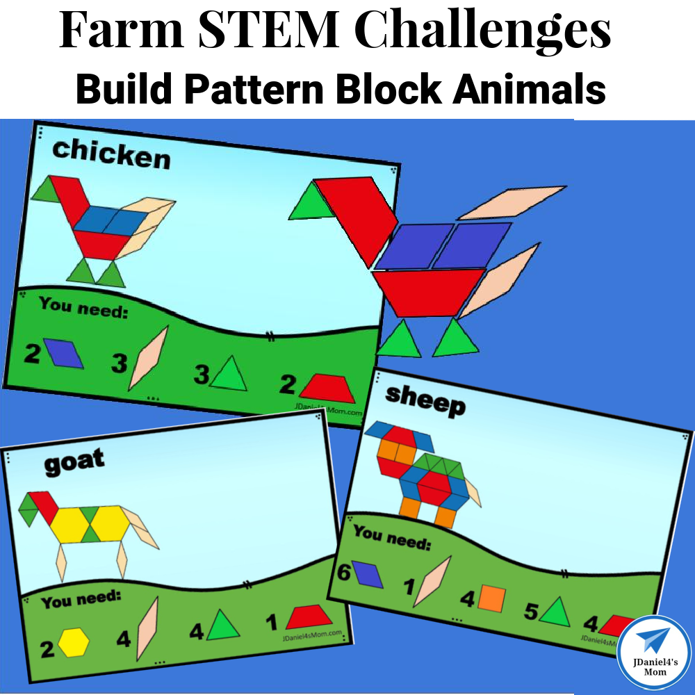 Farm STEM Challenges- Build Pattern Block Animals - JDaniel4s Mom