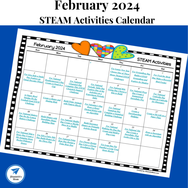 February 2024 STEAM Activities Calendar JDaniel4s Mom