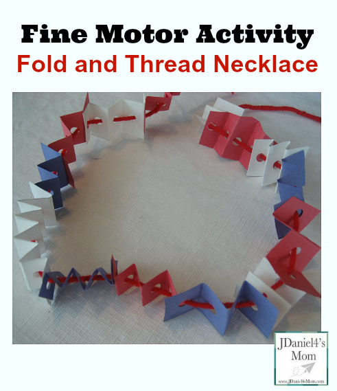 Fine Motor Activity Fold  and Thread Necklace