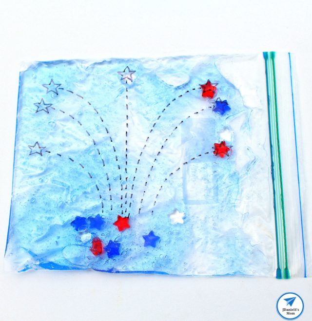 Fireworks Display Sensory Bag Activity - Moving the Stars Up the Tracing Lines