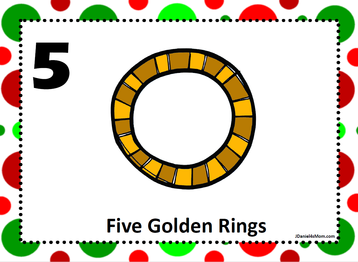 Five Golden Rings- 12 Days of Christmas Gross Motor Activity Cards