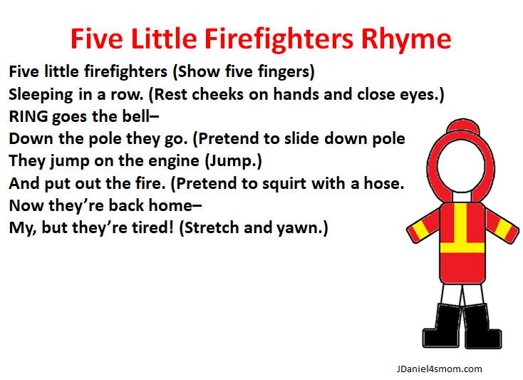 firefigCommunity Helpers Activities for Kindergarten - Printable Rhyme 