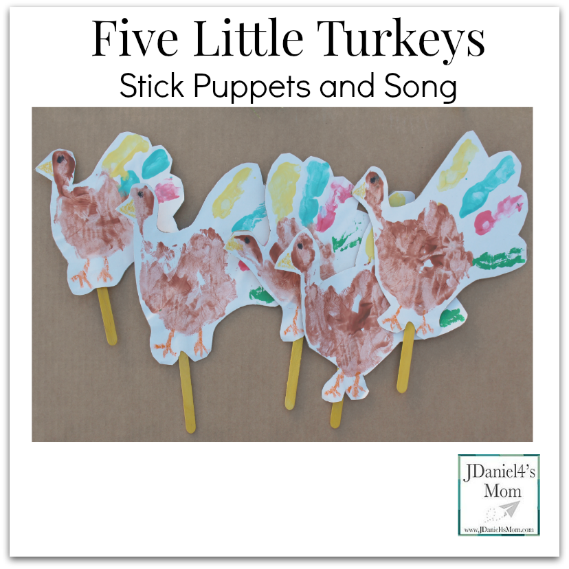 Five Little Turkeys Stick Puppets and Song