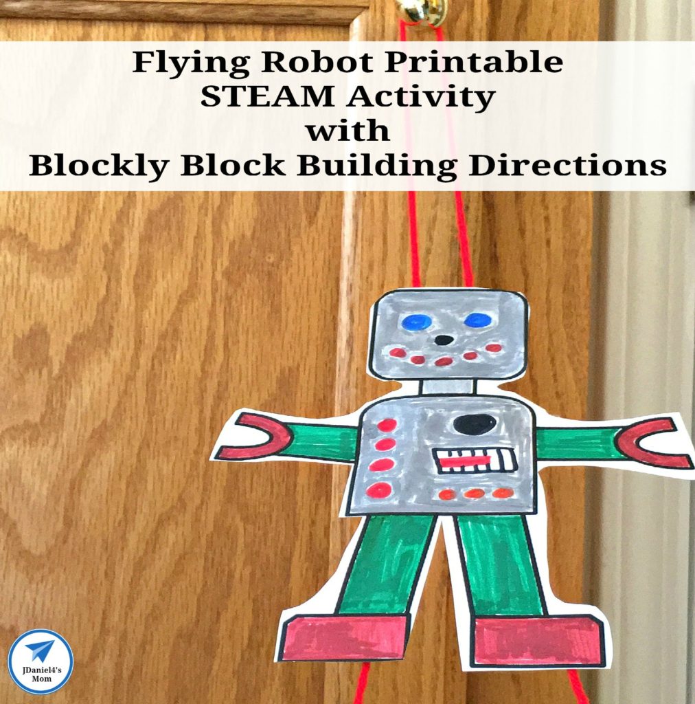 Flying Robot Printable STEAM Activity with Blockly Block Building Directions