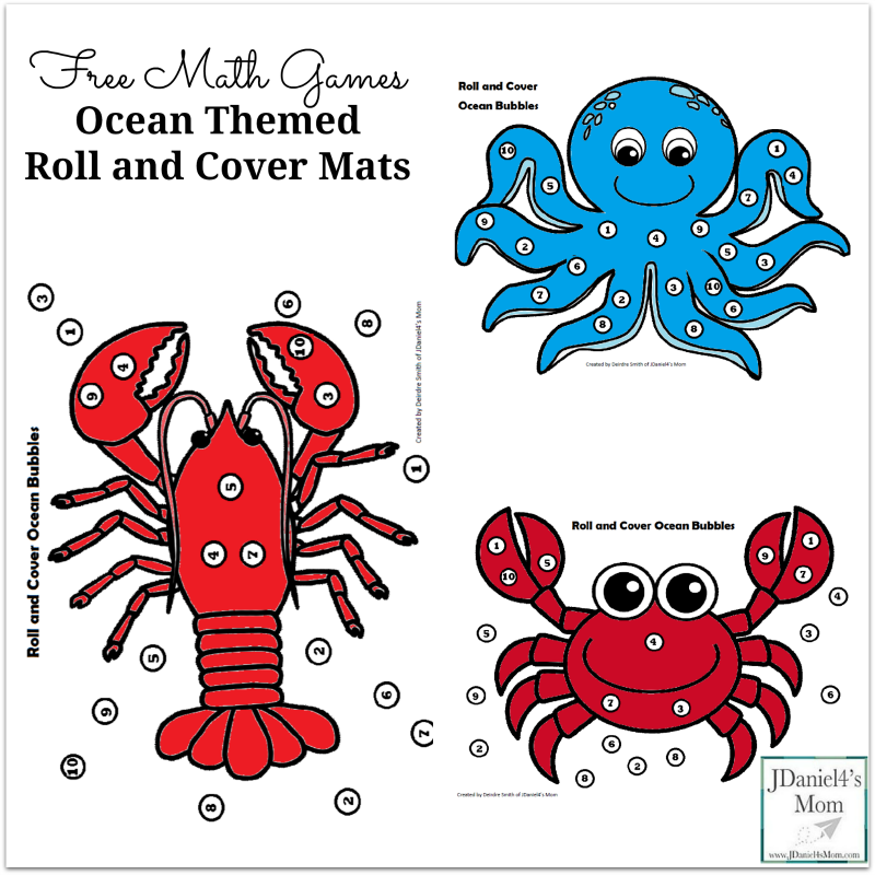 Free Math Games- Ocean Themed Roll and Cover Mats