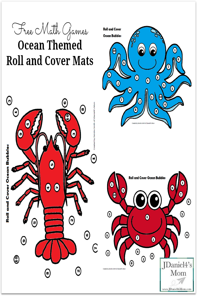 Free Math Games- Ocean Themed Roll and Cover Mats