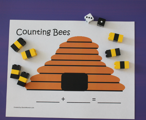 Free Printable Math Worksheets for Kids- Counting Bees