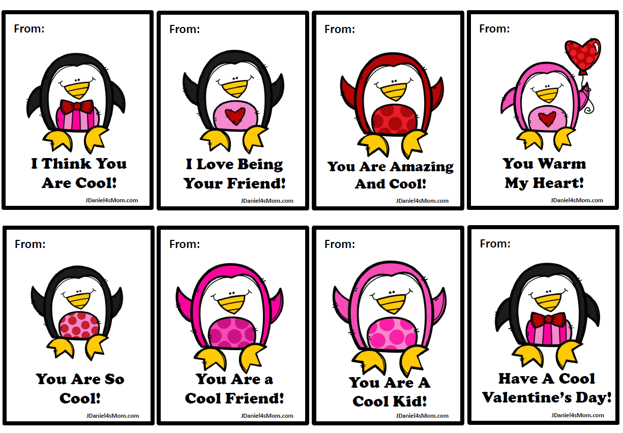 Free Printable Penguin Valentines Day Cards without To