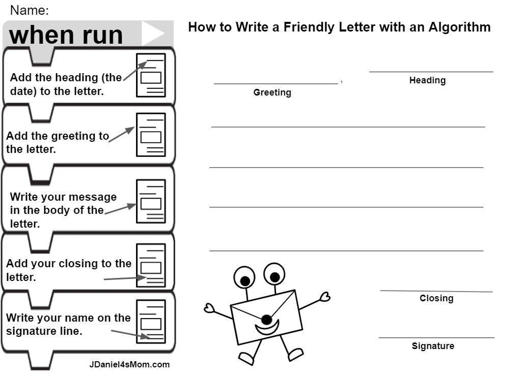How to Write a Friendly Letter Algorithm Set