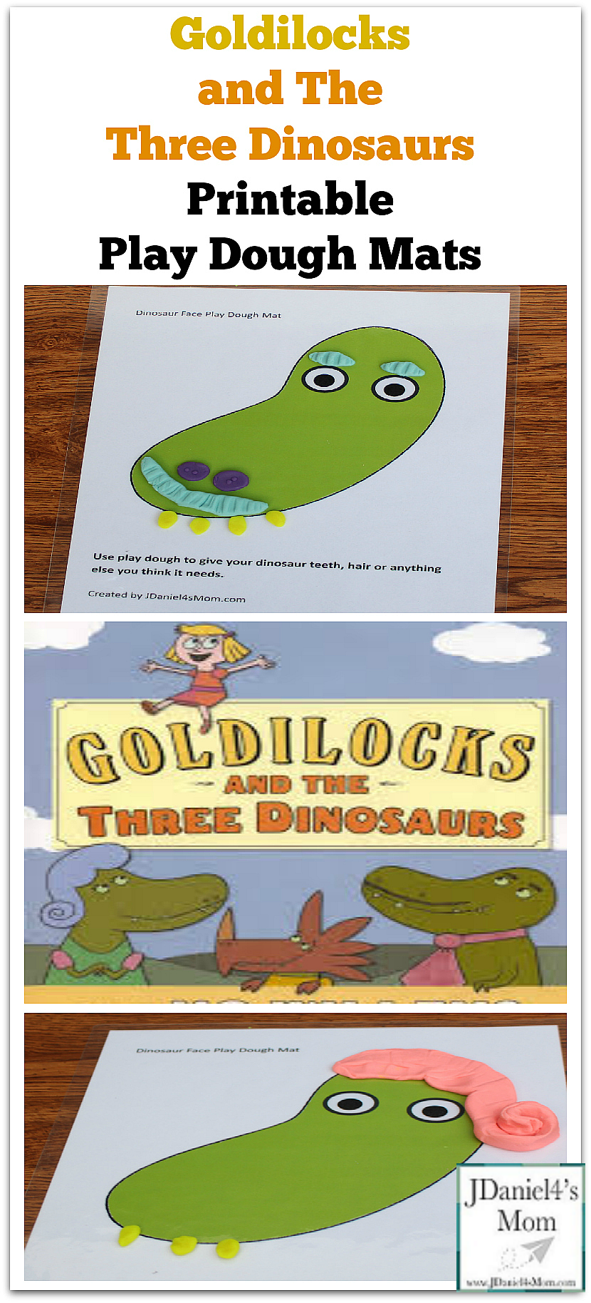 Goldilocks and the Three Dinosaurs Printable Play Dough Mats- These dinosaur mats are free to download.