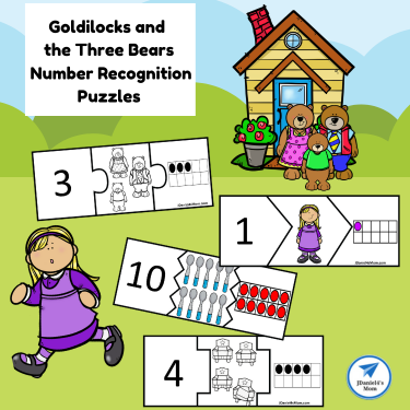 Goldilocks and the Three Bears Number Recognition Puzzles