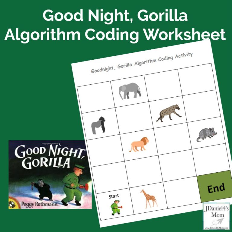 Good Night Gorilla Algorithm Coding Worksheet