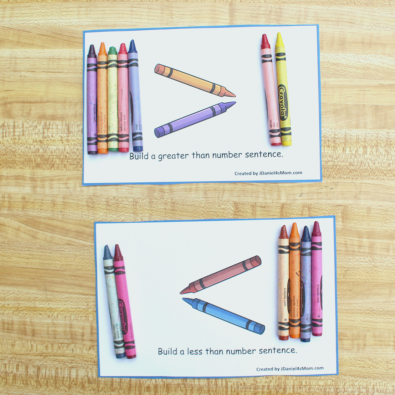 Greater Than Less Than Activities with Crayon Task Cards