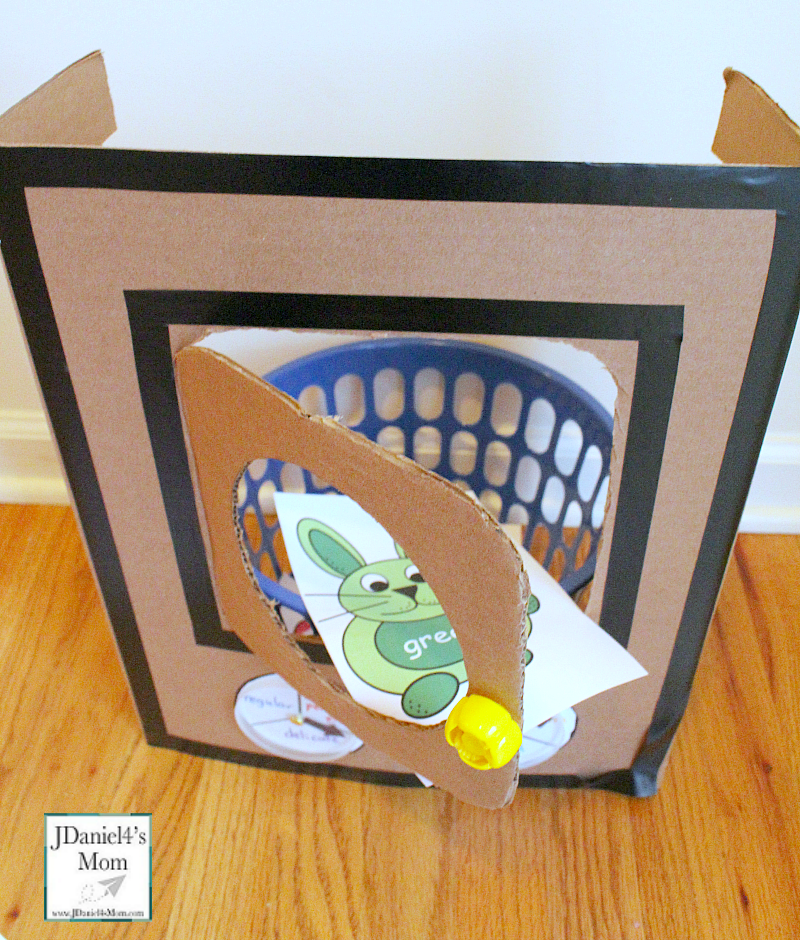 Knuffle Bunny Color Exploration Game with Printable Bunny Cards - This is a fun way to explore color words. Kids will love placing the color bunnies in the washing machine. 