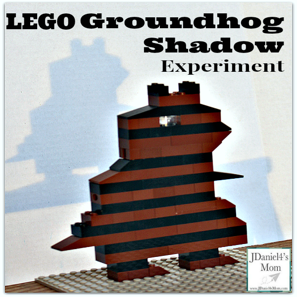 This STEAM experiment invites kids to build a LEGO groundhog and explore various ways to make a groundhog shadow.