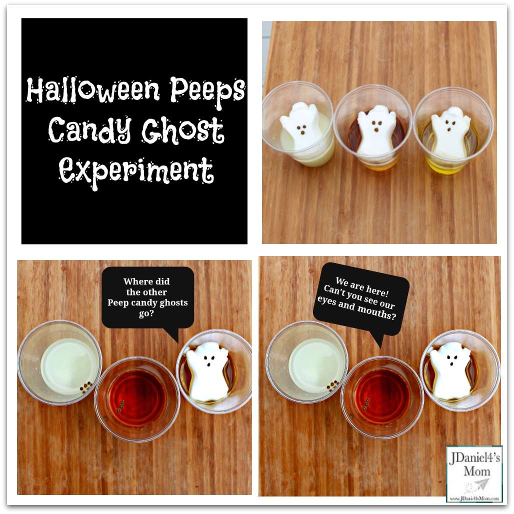 Halloween Peeps Candy Ghost Experiment - Your children will be thrilled to see two of the ghosts disappear.
