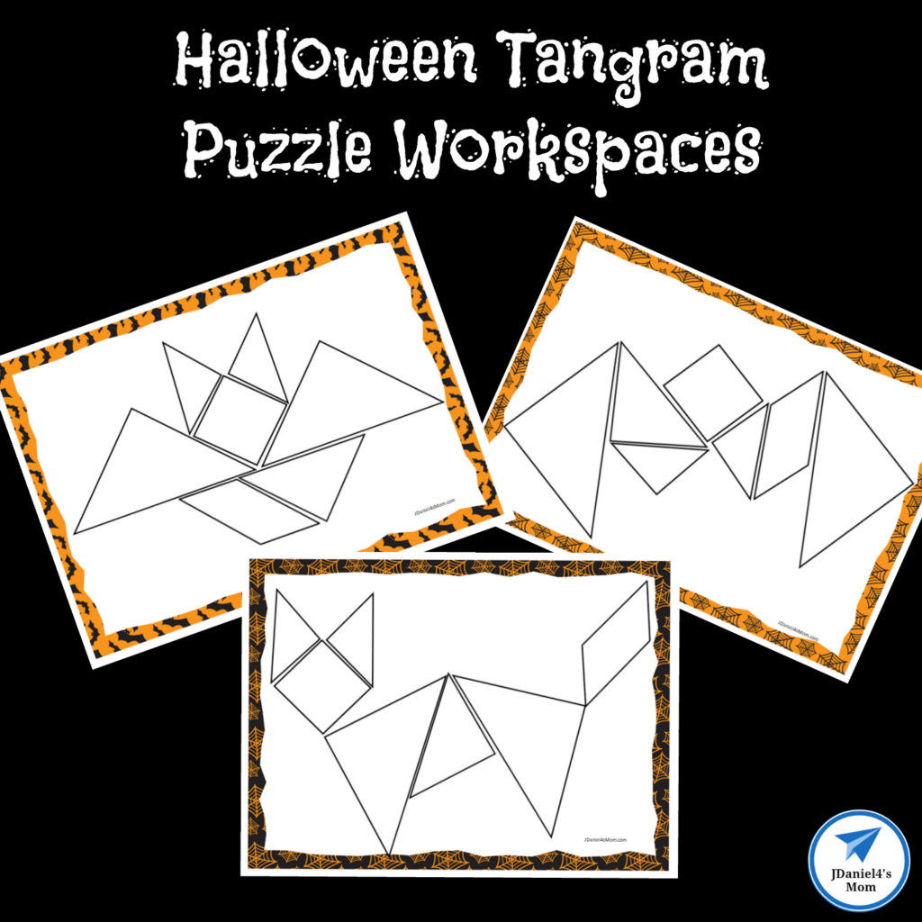 Free Printable STEM Halloween Tangram Puzzle Workspaces