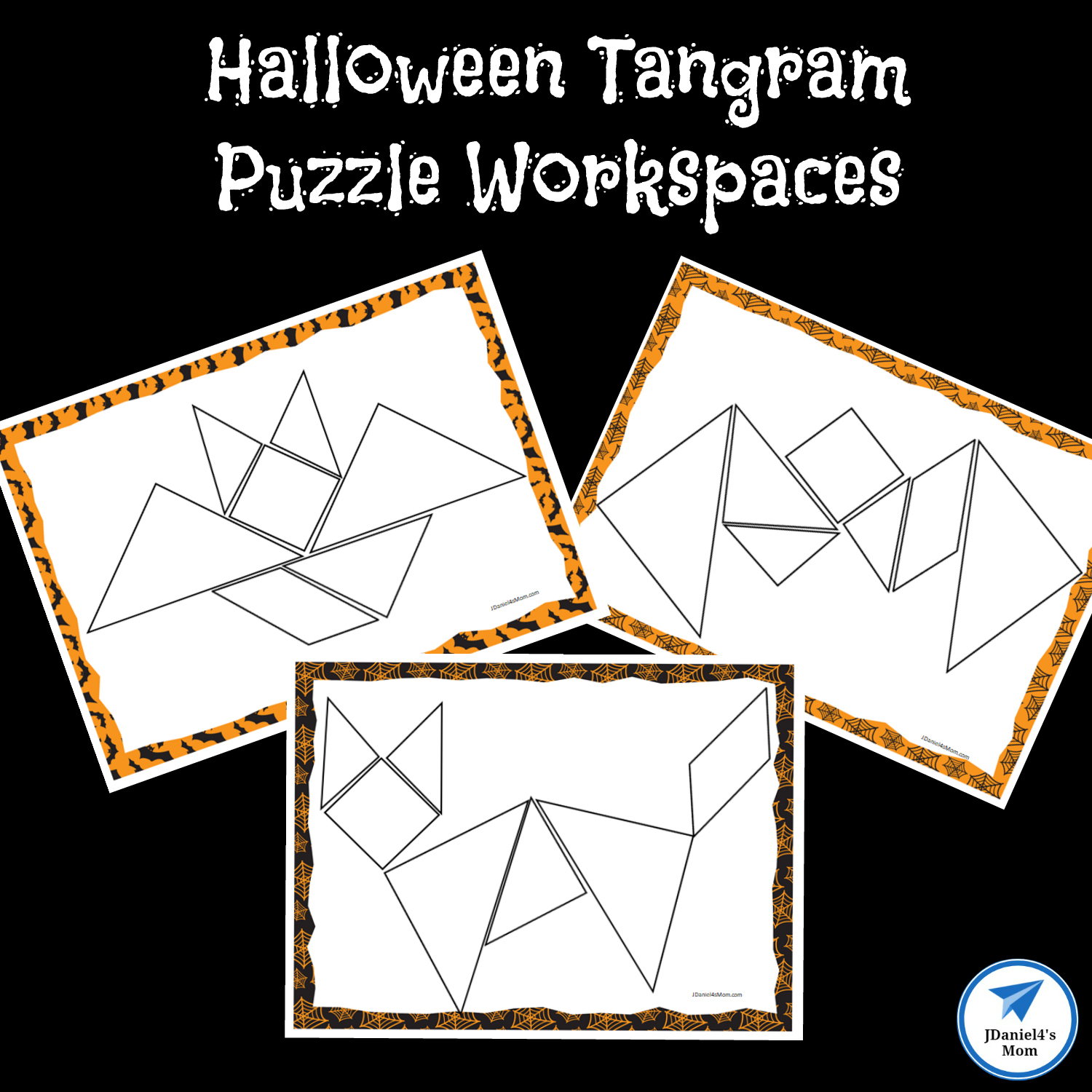 Free Printable STEM Halloween Tangram Puzzle Workspaces 