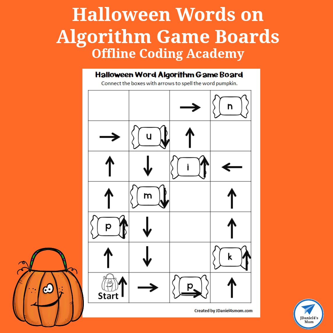 Halloween Words on Algorithm Game Boards Offline Coding Academy 