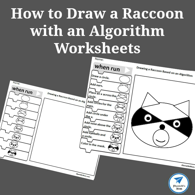 How to Draw a Raccoon with an Algorithm Blockly Block Coding Worksheets